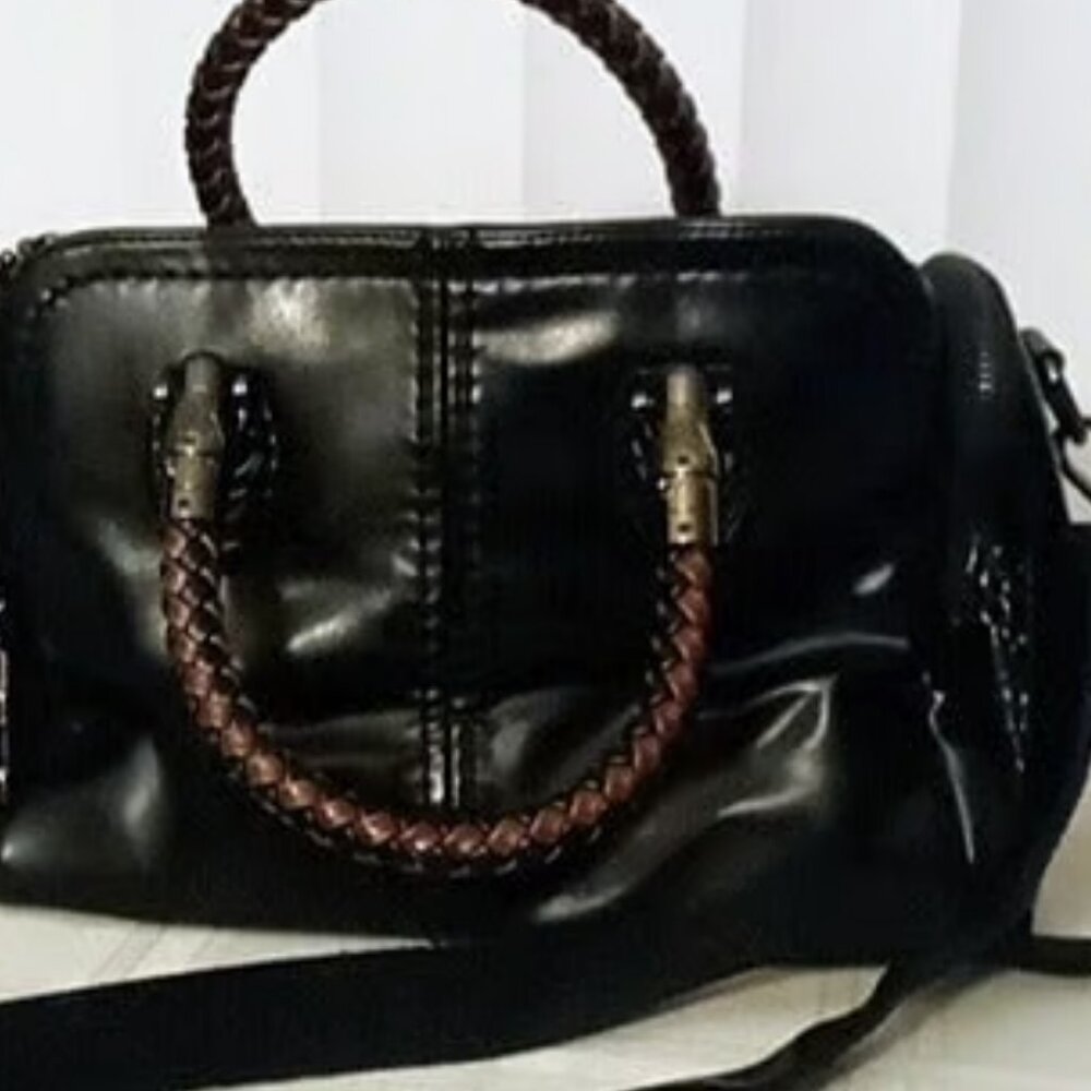 Xidibaoluo Women's Small Black Leather Tote Bag Purse